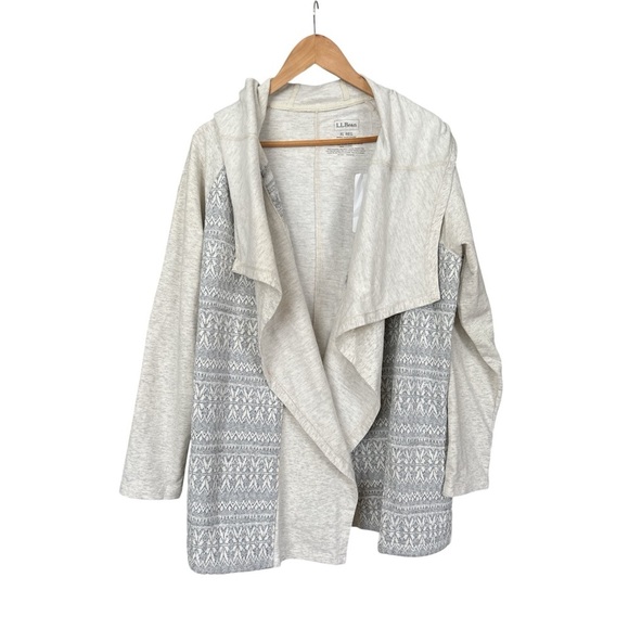 L.L. Bean Sweaters - NWT L.L. Bean Fair Isle Open Front Hooded Cardigan - Women’s, XL Reg